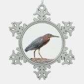 Green Heron Tin Sneeuwvlok Ornament (Voorkant)