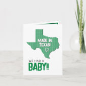 Green Herringbone Made in Texas Photo Baby Aankondiging (Voorkant)