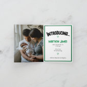 Green Herringbone Made in Texas Photo Baby Aankondiging (Binnen)