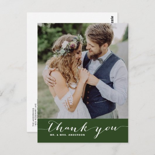 Green | Het huwelijk van het manuscript Dank u Ver Briefkaart (Voorkant / Achterkant)