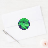 Green Hibiscus Flower Abstract Ronde Sticker (Envelop)