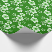 Green Hibiscus Honu Hawaiian Pattern Cadeaupapier (Hoek)