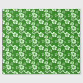 Green Hibiscus Honu Hawaiian Pattern Cadeaupapier (Vlak)
