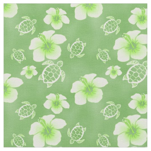 Green Hibiscus Honu Hawaiian Stof (Close Up)