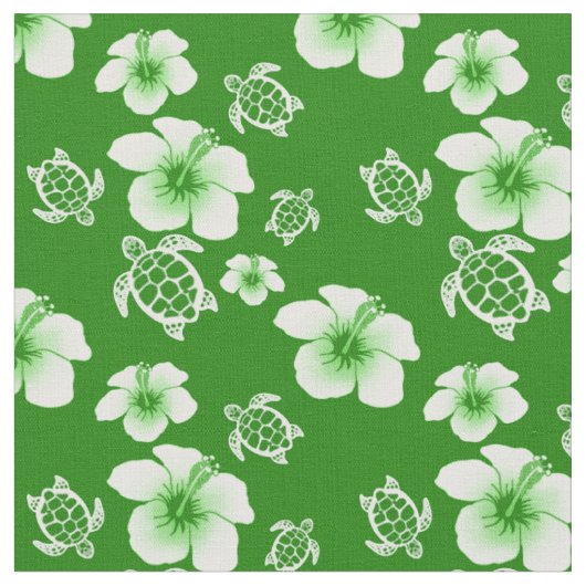 Green Hibiscus Honu Hawaiian Stof (Close Up)
