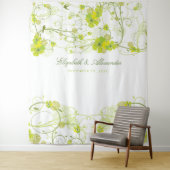 Green Hibiscus & Swallows Floral Wedding Backdrop Wandkleed (In situ)