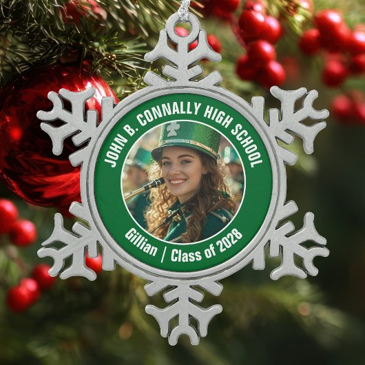 Green High School Marching Band Fotocadeau Tin Sneeuwvlok Ornament