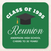 Green High School Reünie Gepersonaliseerde Partij Kartonnen Onderzetters (Voorkant)