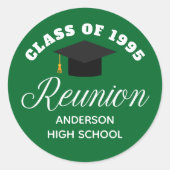 Green High School Reünie Gepersonaliseerde Partij Ronde Sticker (Voorkant)