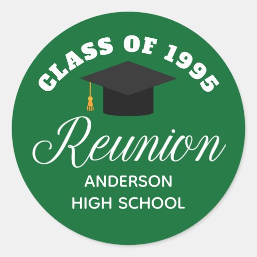 Green High School Reünie Gepersonaliseerde Partij Ronde Sticker (Voorkant)