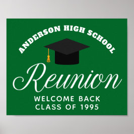 Green High School Reunion Custom Alumni Welkom Poster