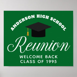 Green High School Reunion Custom Alumni Welkom Poster
