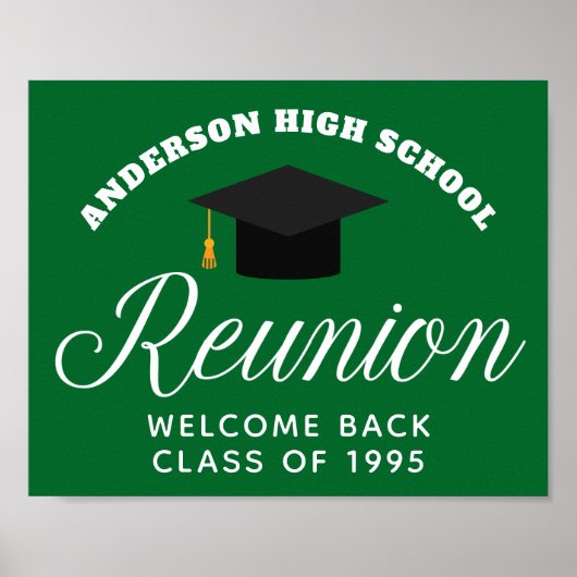 Green High School Reunion Custom Alumni Welkom Poster (Voorkant)