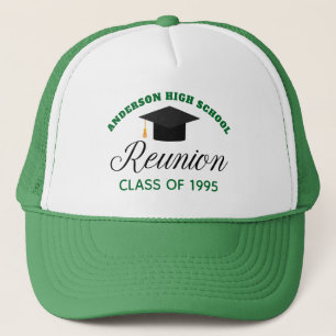 Green High School Reunion Party Custom Alumni Trucker Pet