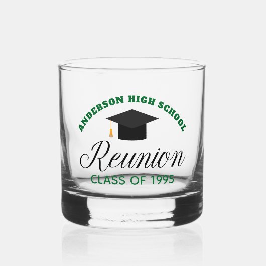 Green High School Reunion Party Custom Alumni Whisky Glas (Voorkant)