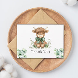 Green Highland Koe Flat Bedankt Kaart