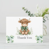 Green Highland Koe Flat Bedankt Kaart (Staand voorkant)