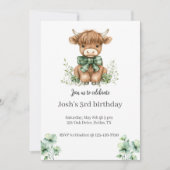 Green Highland Koe verjaardagsfeestje Kaart (Voorkant)