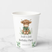 Green Highland Koe verjaardagsfeestje Papieren Bekers (Achterkant)