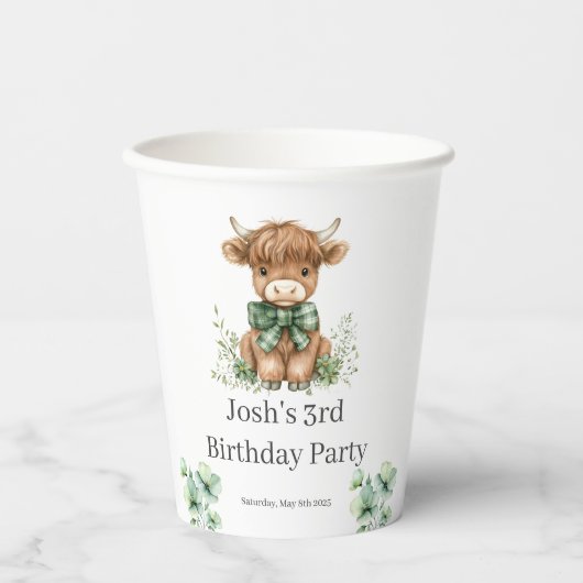 Green Highland Koe verjaardagsfeestje Papieren Bekers (Voorkant)
