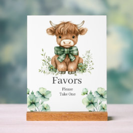 Green Highland Koe Verjaardagsgunsten Teken Acryl Bord