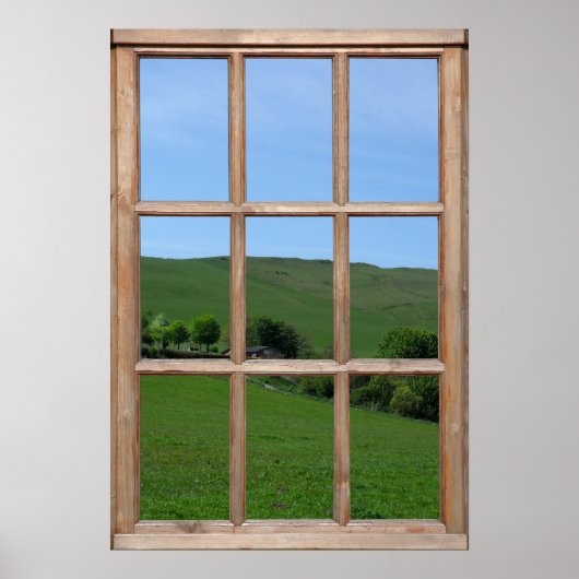 Green Hill Uitzicht van een Venster Poster (Voorkant)