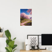 Green Hills en Cherry Blossom Path Poster (Thuiskantoor)