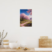 Green Hills en Cherry Blossom Path Poster (Keuken)