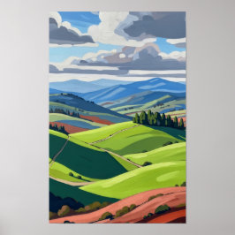 Green Hills Wall Art Poster