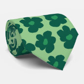 Green Hippie Flowers Stropdas (Opgerold)