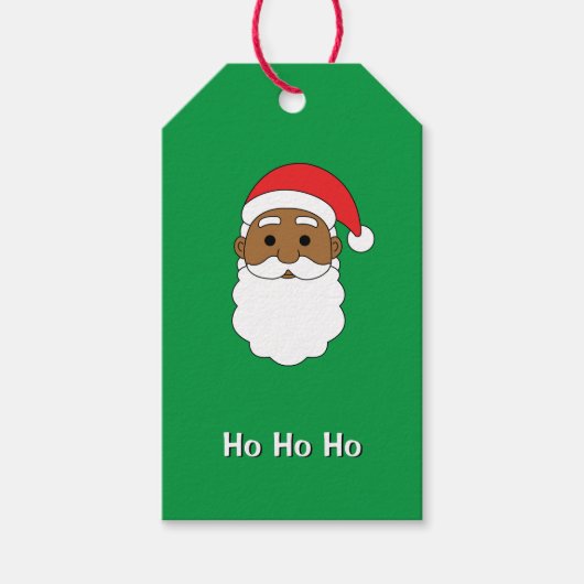 Green Ho Ho African Santa Claus Family Cadeaulabel (Voorkant)