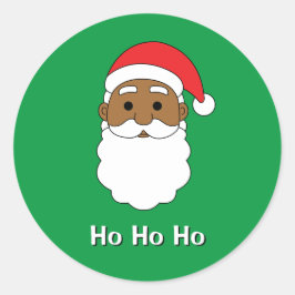 Green Ho Ho African Santa Claus Family Ronde Sticker