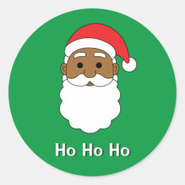 Green Ho Ho African Santa Claus Family Ronde Sticker