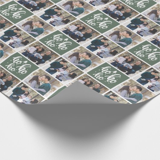 Green Ho Ho Merry Kerstmis - 3 foto's Cadeaupapier (Hoek)