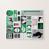 Green Hockey Elements Stick Puck Player Legpuzzel (Horizontaal)