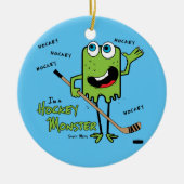 Green Hockey Monster kerstversiering Keramisch Ornament (Voorkant)