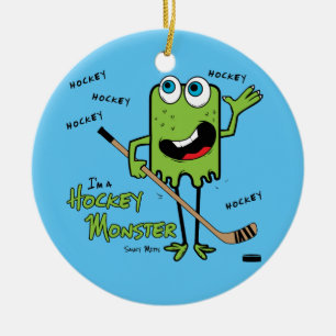 Green Hockey Monster kerstversiering Keramisch Ornament