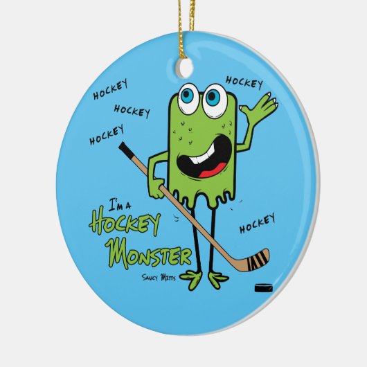 Green Hockey Monster kerstversiering Keramisch Ornament (Links)