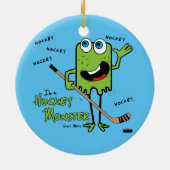 Green Hockey Monster kerstversiering Keramisch Ornament (Achterkant)
