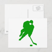 Green Hockey Player Briefkaart (Voorkant / Achterkant)