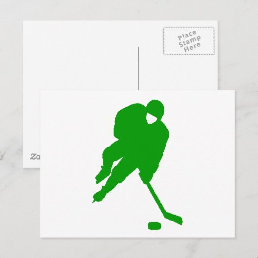 Green Hockey Player Briefkaart (Voorkant / Achterkant)