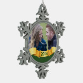 Green Holiday Banner Foto Ornament (Links)