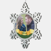 Green Holiday Banner Foto Ornament (Rechts)
