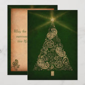 Green Holiday Card met Paisley Tree Feestdagenkaart (Voorkant / Achterkant)