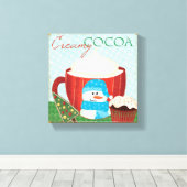 Green Holiday Cup met warmtecacao Canvas Afdruk (Insitu (Houten vloer))