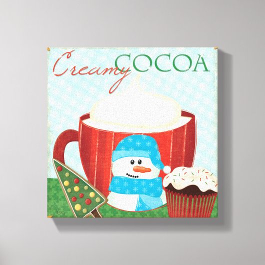 Green Holiday Cup met warmtecacao Canvas Afdruk (Voorkant)