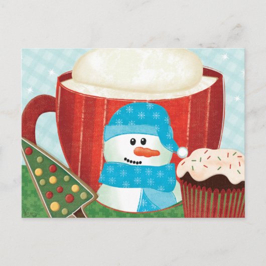 Green Holiday Cup met warmtecacao Feestdagenkaart (Voorkant)