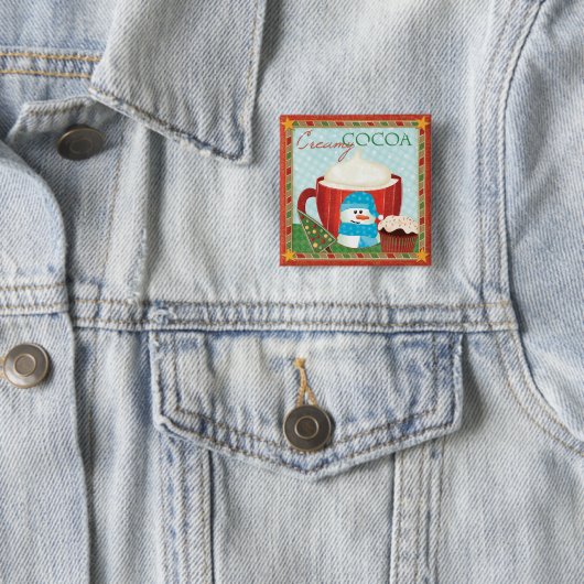 Green Holiday Cup met warmtecacao Vierkante Button 5,1 Cm (In situ)