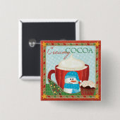 Green Holiday Cup met warmtecacao Vierkante Button 5,1 Cm (Voorkant /achterkant)