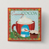 Green Holiday Cup met warmtecacao Vierkante Button 5,1 Cm (Voorkant)
